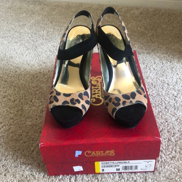 NWB Carlos Santana Cosette Leopard/Black Stiletto Heels 8M - Picture 2 of 15